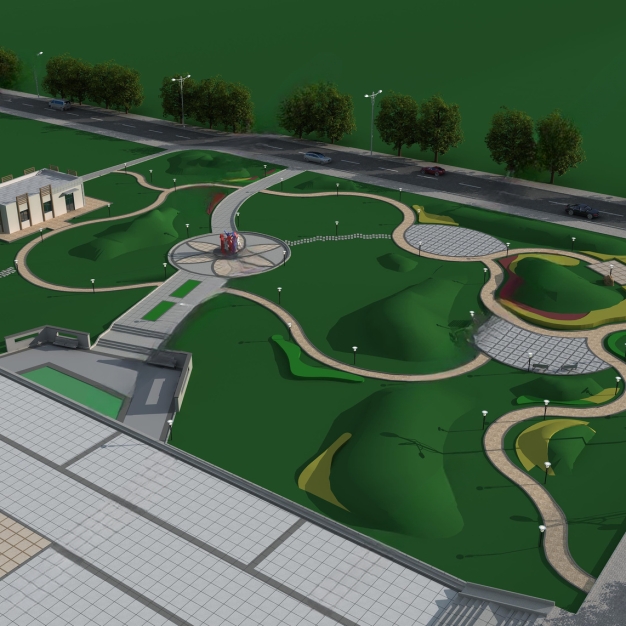 现代广场鸟瞰3D模型